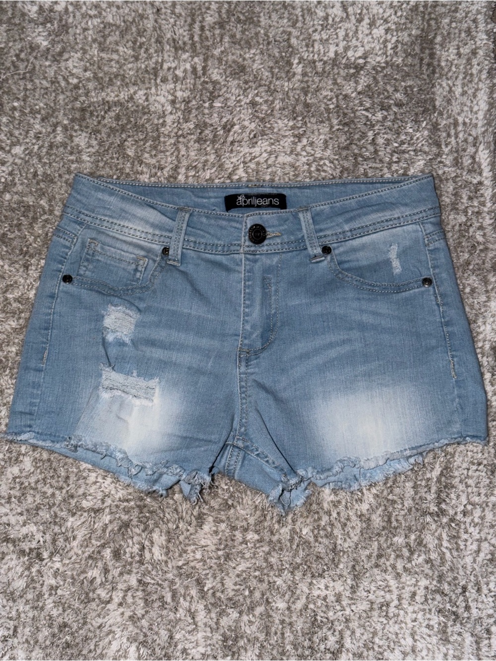 Women’s Light Blue Distressed Frayed Hem Denim Shorts